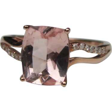 10K Rose Gold Morganite and Diamond Ring