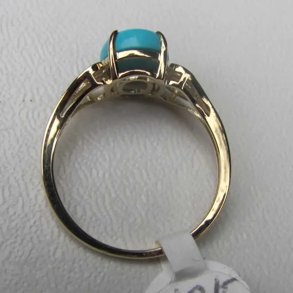 10K Gold Turquoise and Diamond Ring - image 4