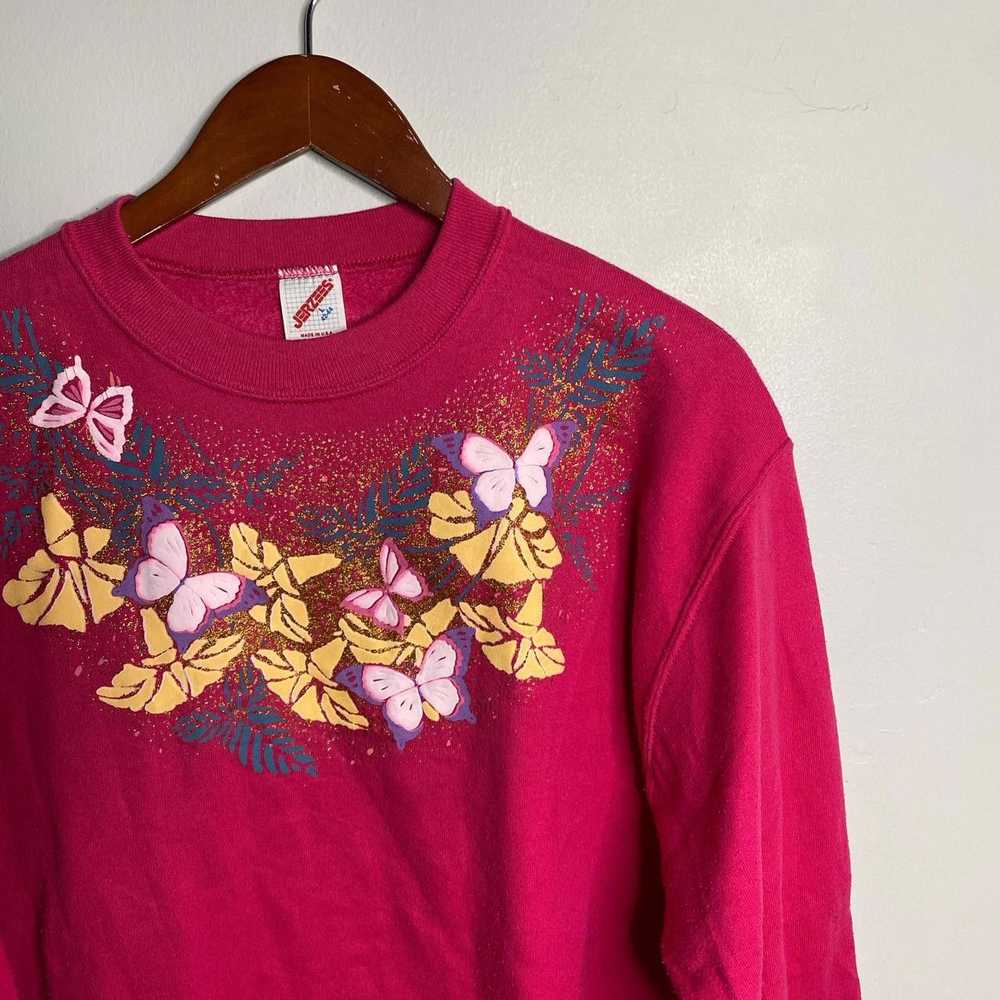 Vintage 90s vintage pink floral butterfly sweatsh… - image 3