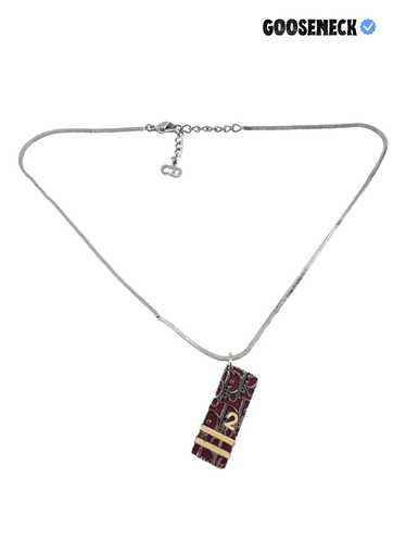 Dior Dior Silver Oblique Trotter Monogram Necklace