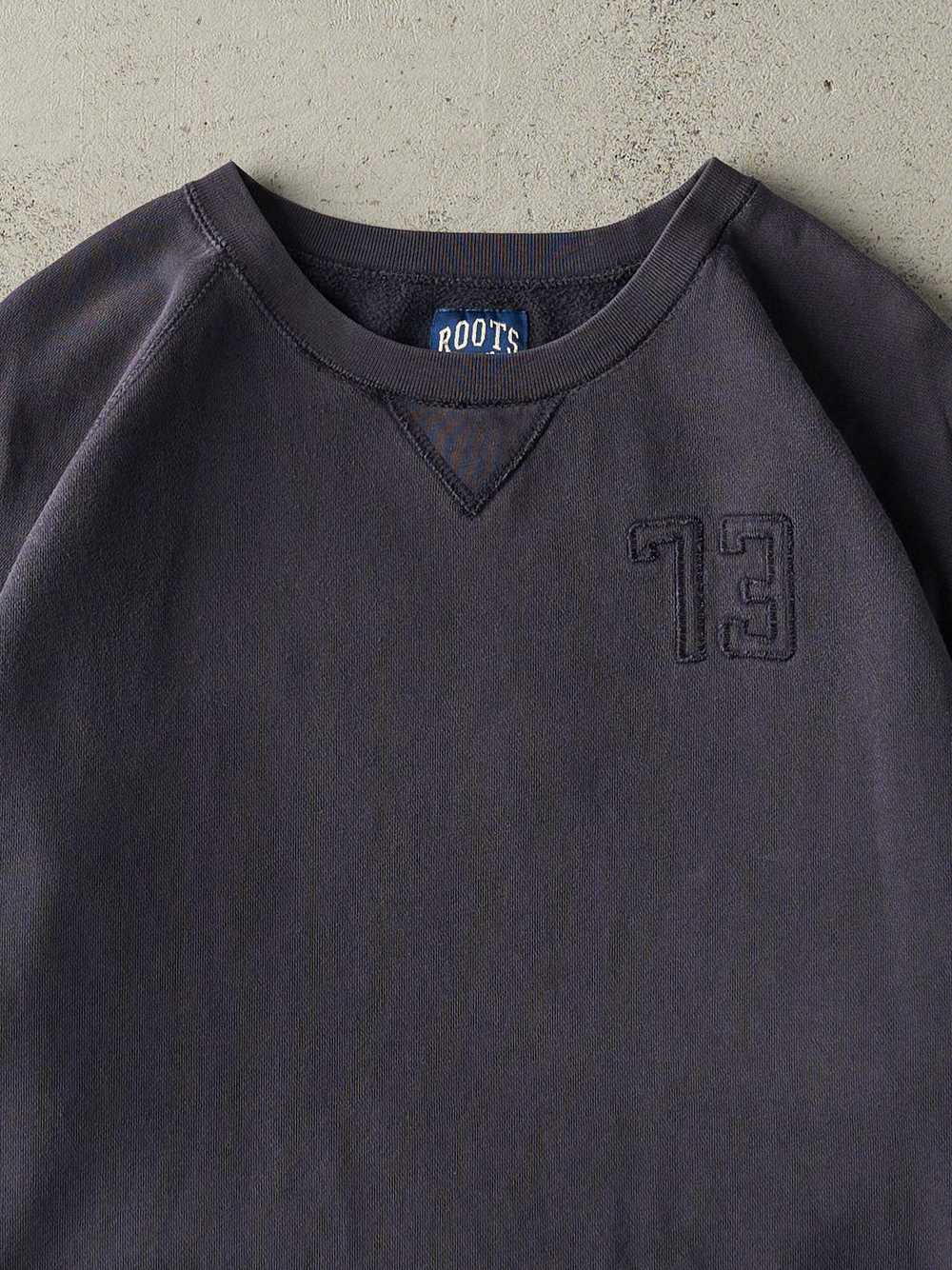 Vintage Y2K Navy Blue Roots Embroidered Boxy Crew… - image 3