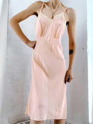 70s deadstock pink bow slip dress