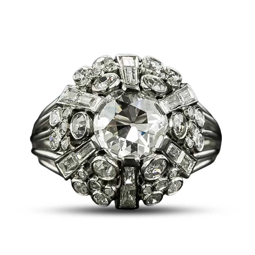 Vintage .77 Carat Diamond Cluster Ring - GIA G SI2 - image 4