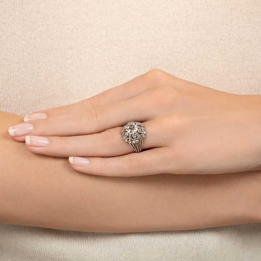 Vintage .77 Carat Diamond Cluster Ring - GIA G SI2 - image 5