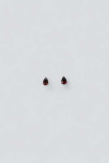 Garnet Teardrop Stud Earrings - Sterling Silver