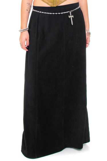 Vintage 90's Classic Black Maxi Skirt - L