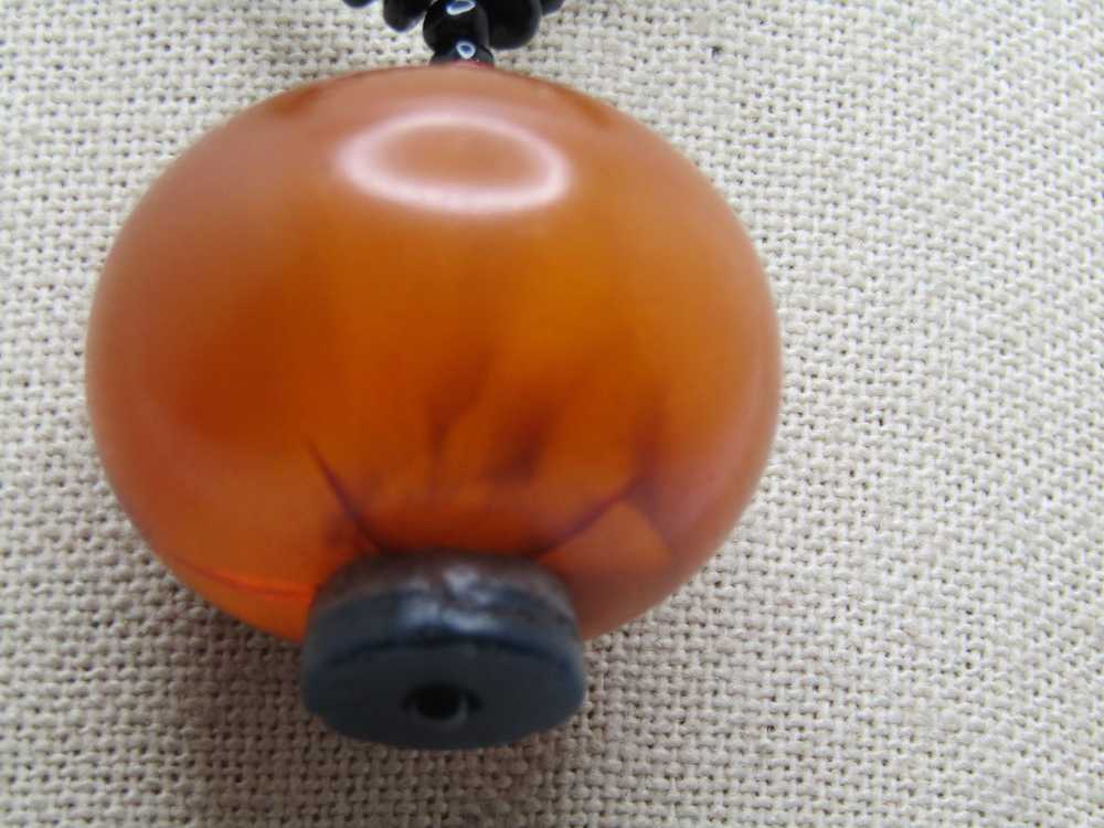 Vintage Bakelite Pendant Glass Beaded Necklace, 2… - image 3