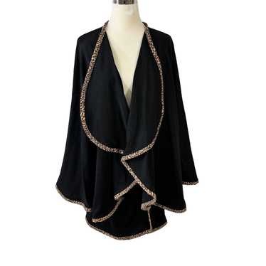 Designer Dennis Basso Wrap Skirt & Cape Black Leop