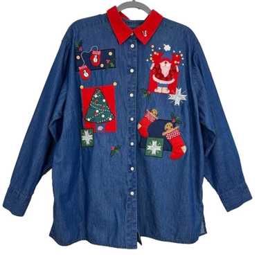 Other Karen Scott Long Sleeve Button Up Denim Cot… - image 1