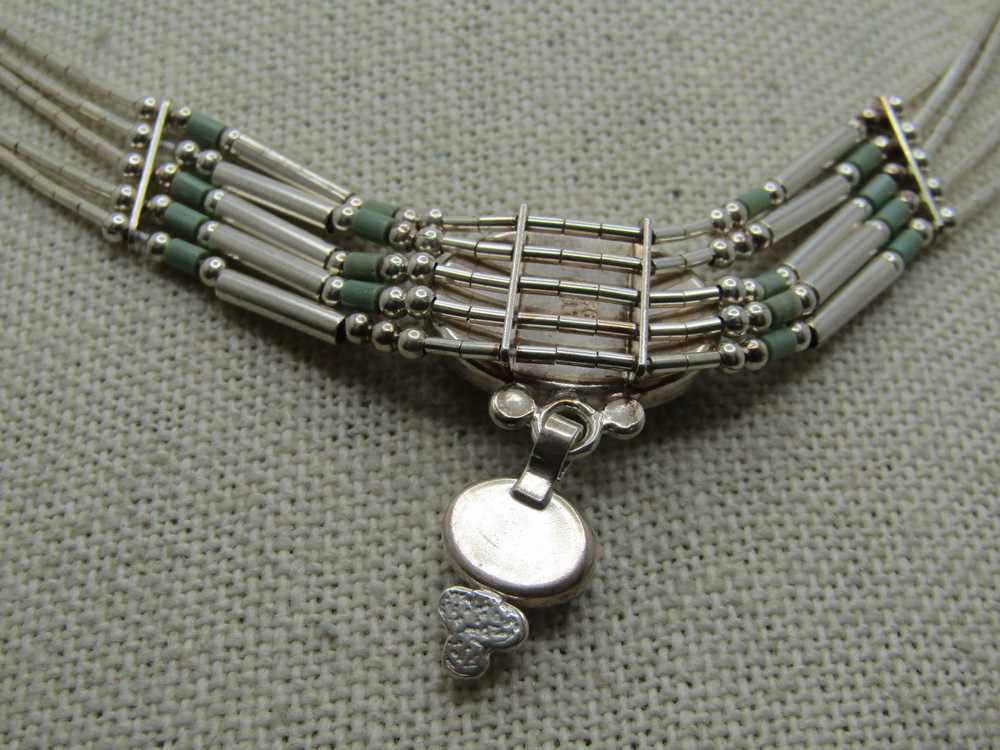 Sterling Southwestern Liquid Silver & Green Stone… - image 6