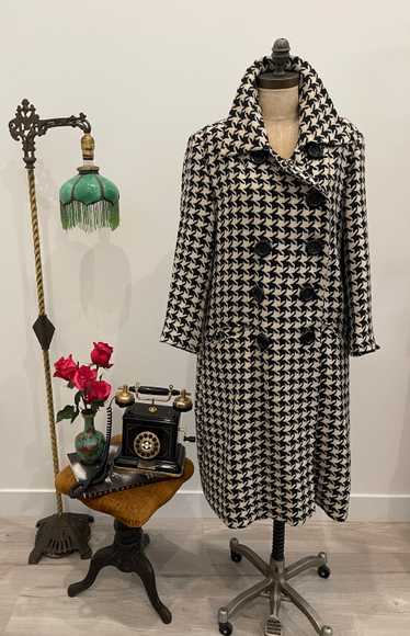 Vintage Houndstooth Wool Coat