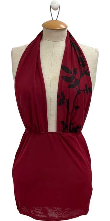 PrettyLittleThing Dark Red Flower Printed Mesh Ext