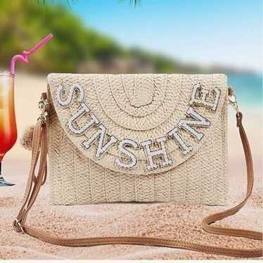 NEW Sunshine Straw Clutch Crossbody Bag