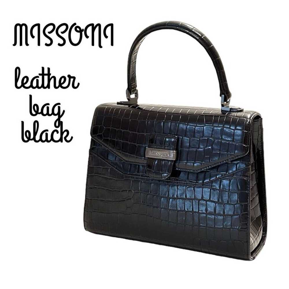 MISSONI Leather Cowhide Crocodile Embossed Handba… - image 1