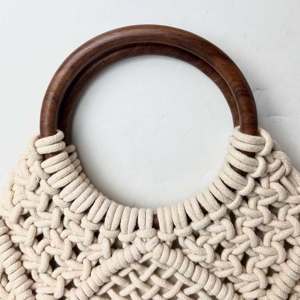 Sundance Anabaglish Macrame Handbag Purse Wood Ha… - image 4