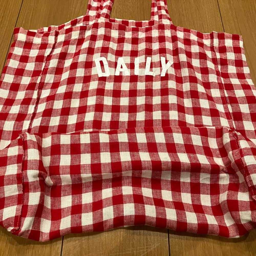 LONGTRACKFOODS Linen Gingham Tote Bag - image 5