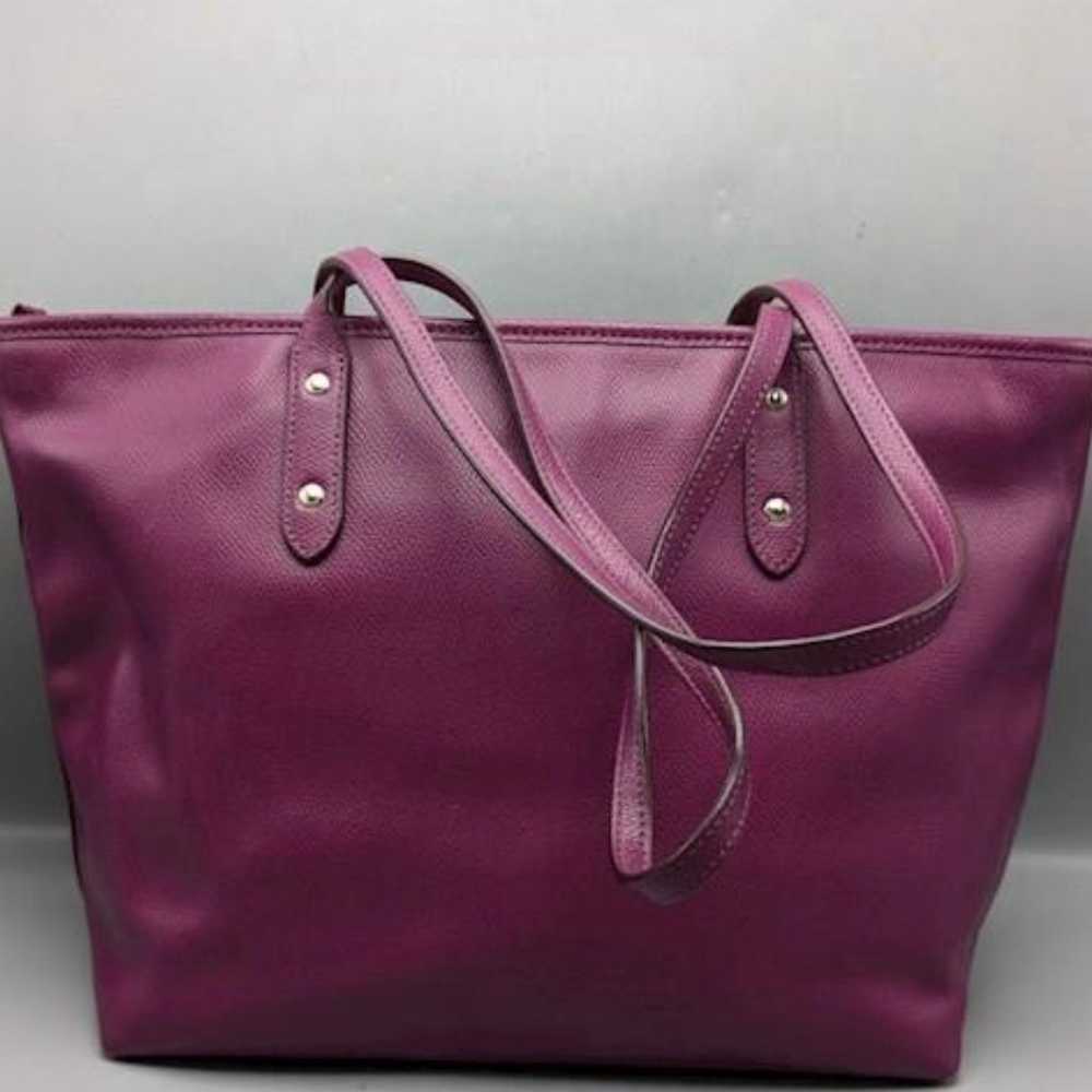 Purple cross grain leather coach tote - image 1