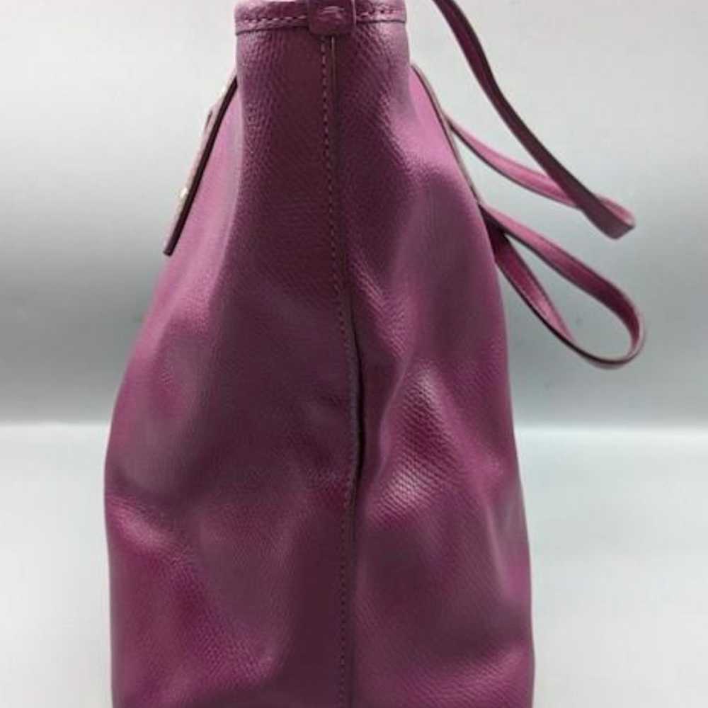 Purple cross grain leather coach tote - image 2