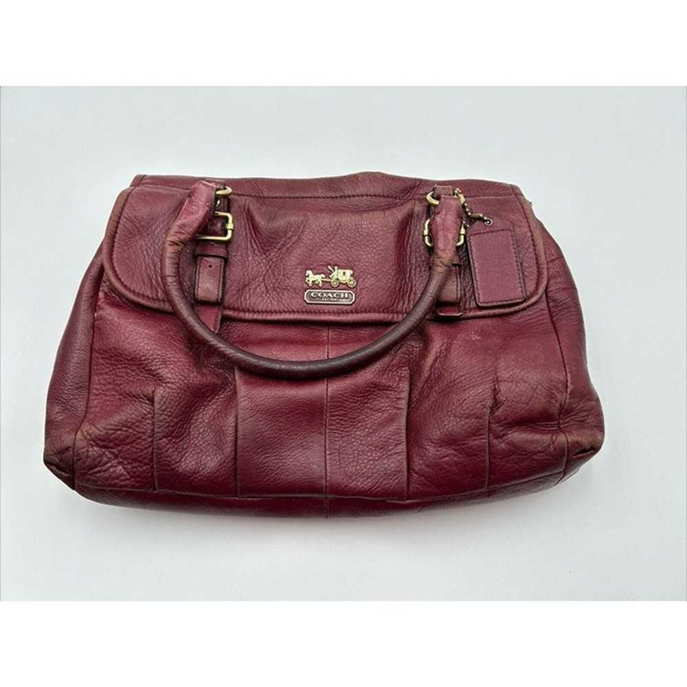 Coach Burgundy Plum Madison Leather Flap Carryall… - image 1