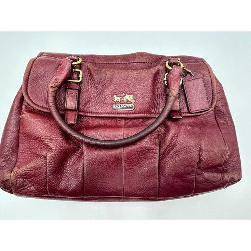 Coach Burgundy Plum Madison Leather Flap Carryall… - image 2