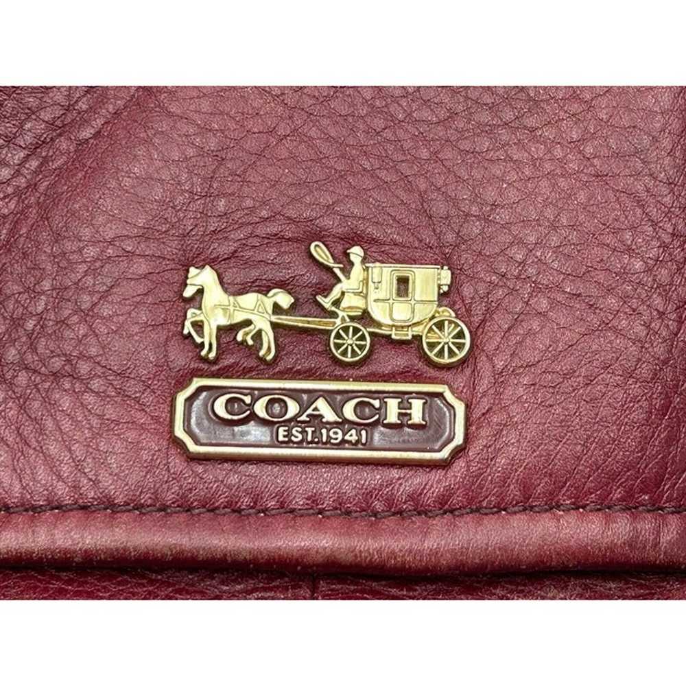 Coach Burgundy Plum Madison Leather Flap Carryall… - image 3