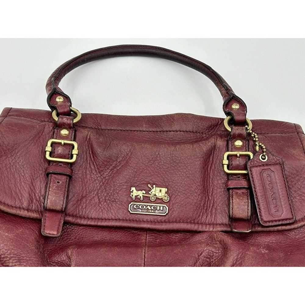 Coach Burgundy Plum Madison Leather Flap Carryall… - image 7