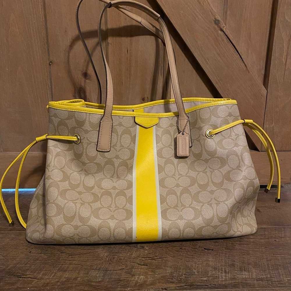 Coach Signature Stripe Drawstring Carryall Tote - image 1