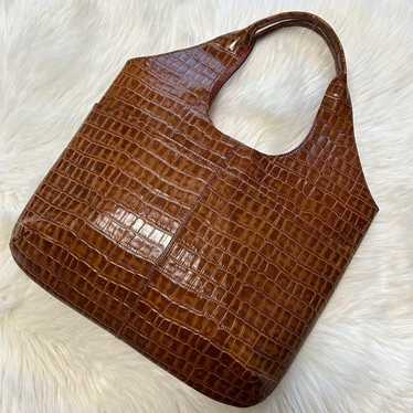 Denbina Crocodile-Embossed Handbag Tote Bag with … - image 1