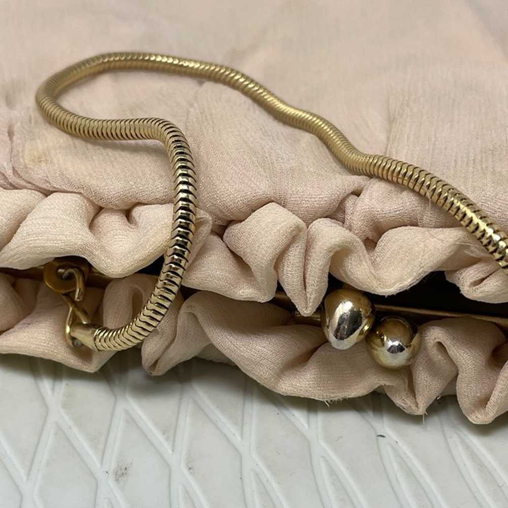 Vintage Chiffon Clutch Purse Bag Chain Strap Ligh… - image 3