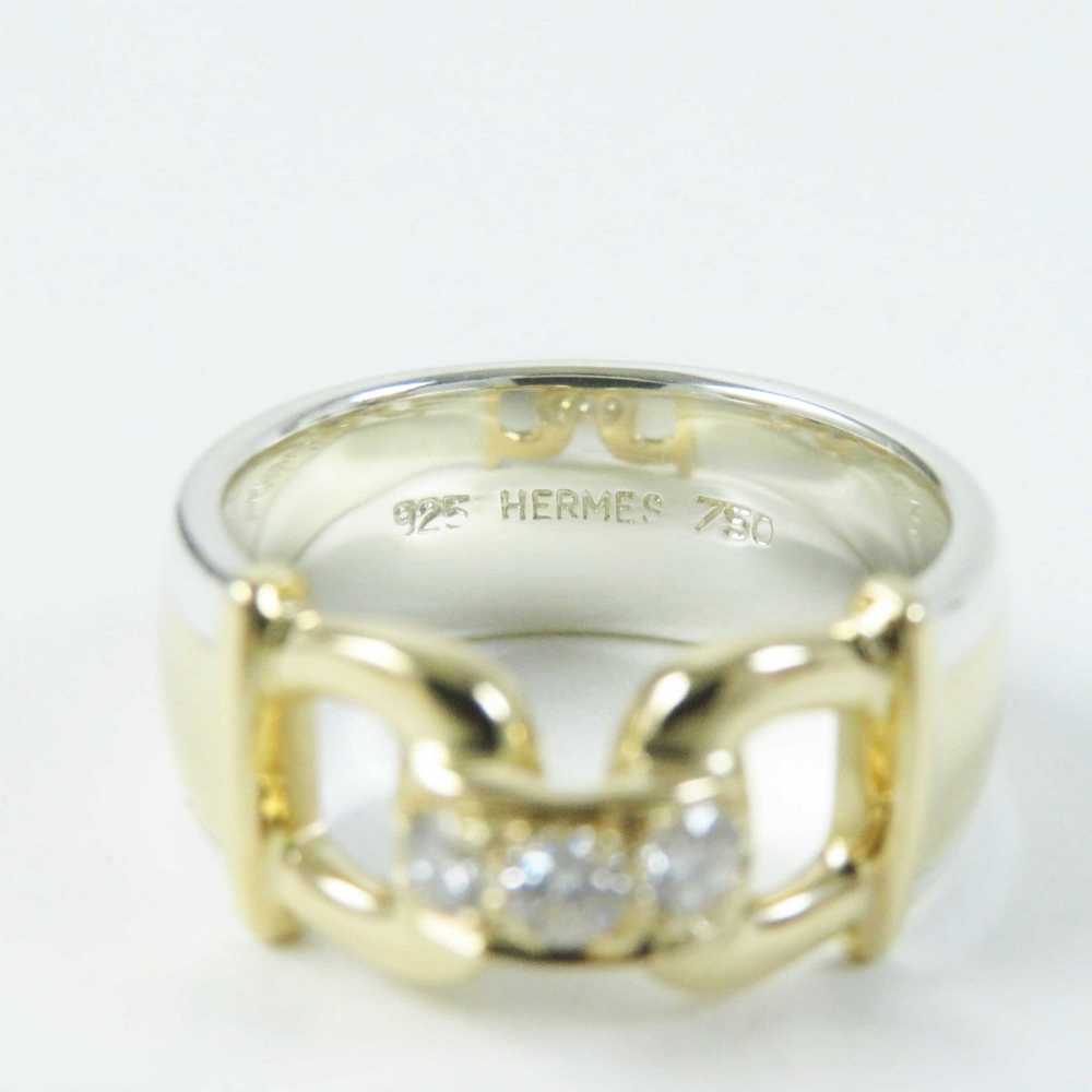 HERMES Ring SV925 Silver gold Vintage Rare 3P Dia… - image 6