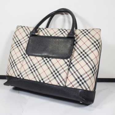 BURBERRY Handbag Nova Check Leather Beige