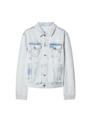 Off-White o1mle1124 Slim Denim Jacket in Bleach Bl