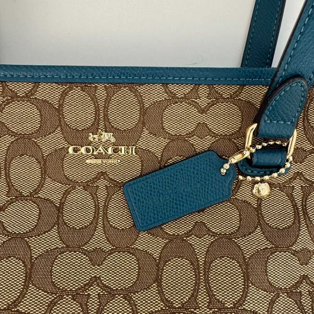 Coach Outline Signature Logo Canvas Leather Trim … - image 6