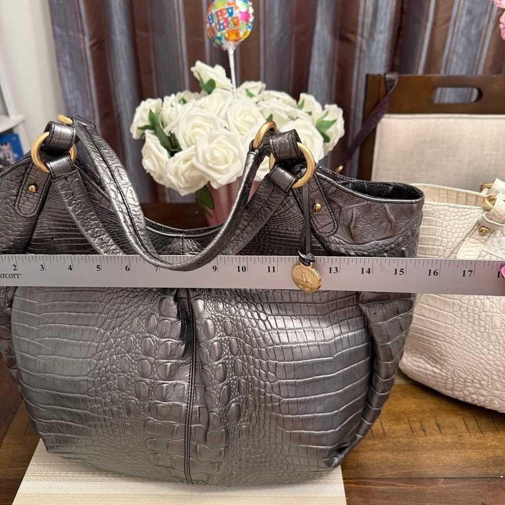 Brahmin large Silver Croc Embossed Leather Bag - image 3