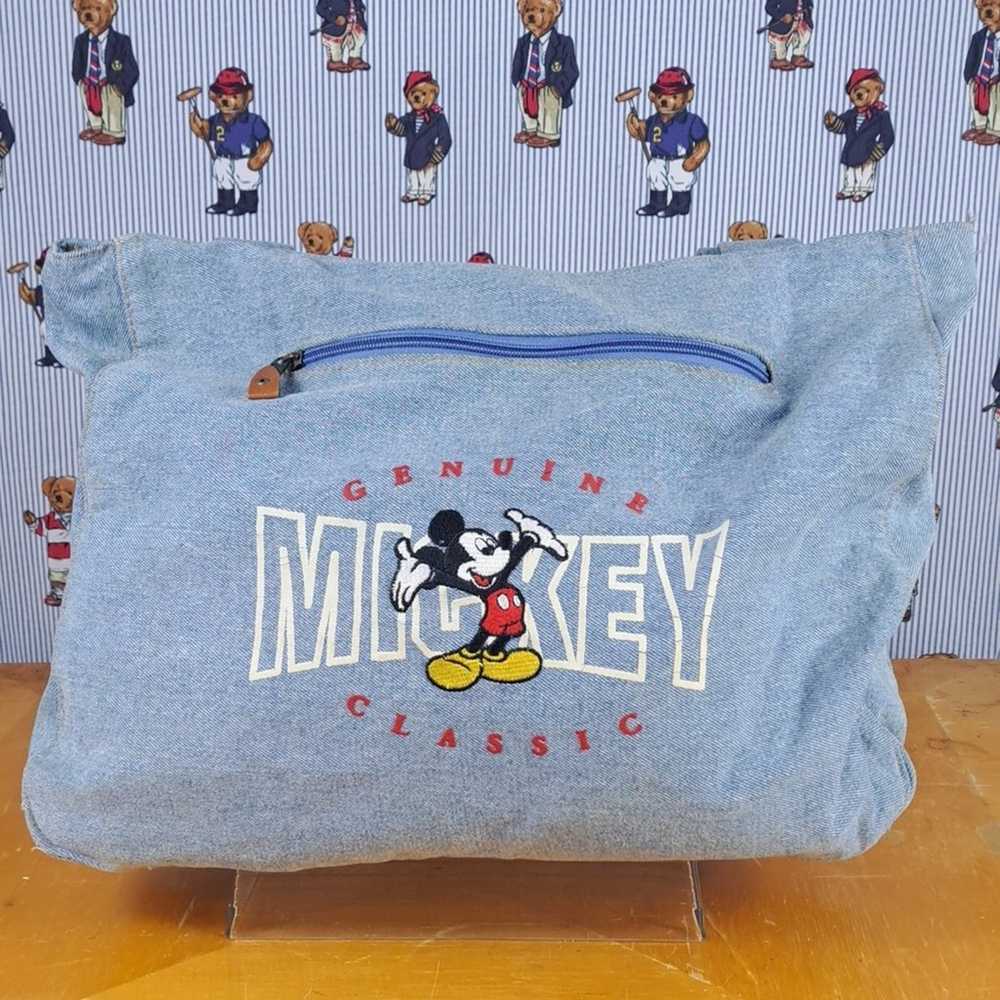 Vintage Mickey Mouse embroidered light wash faded… - image 1