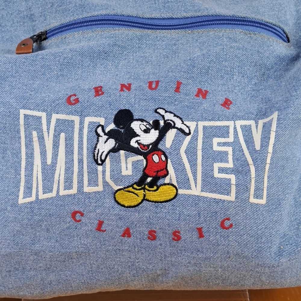 Vintage Mickey Mouse embroidered light wash faded… - image 2