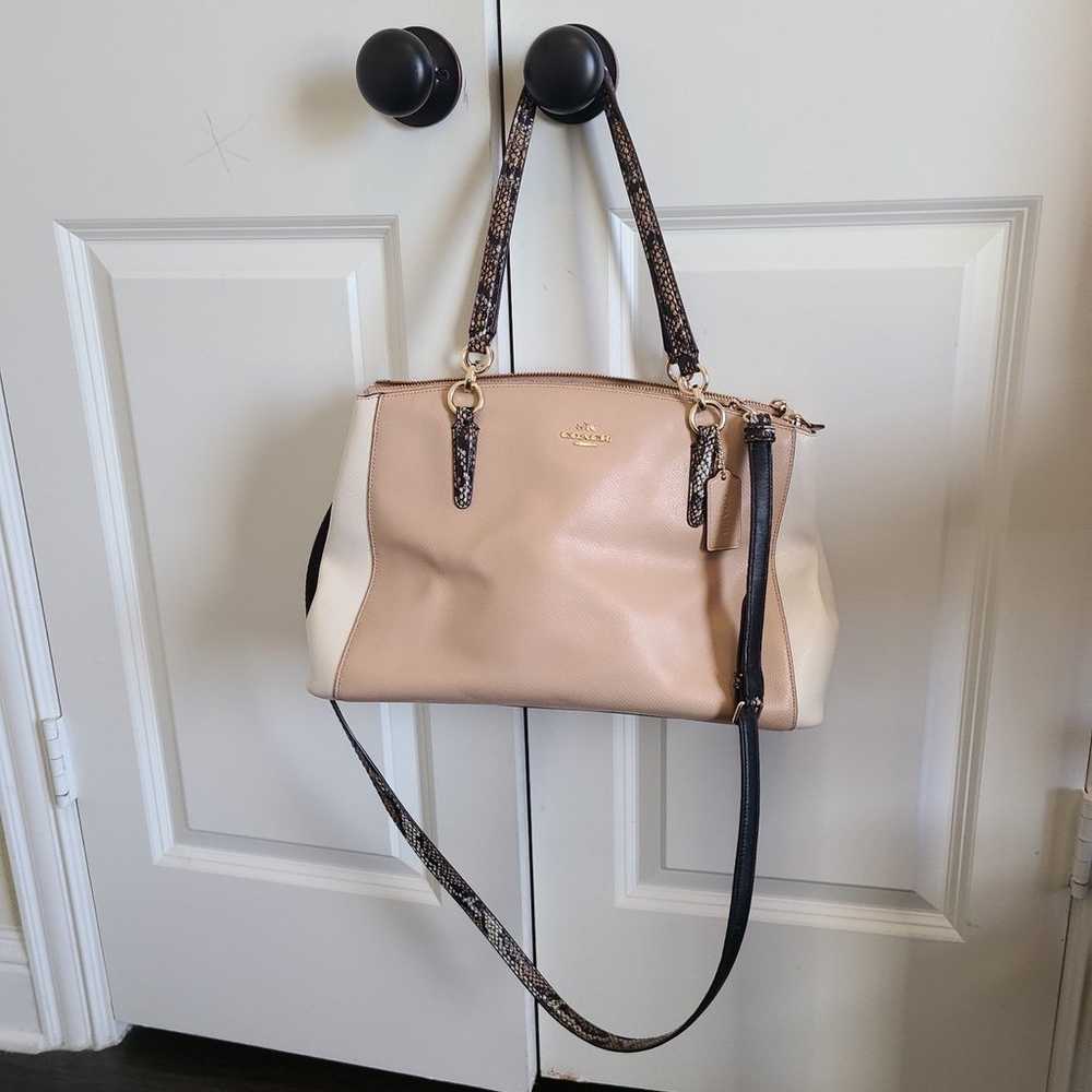 Coach christie color-block carryall snake handles… - image 1