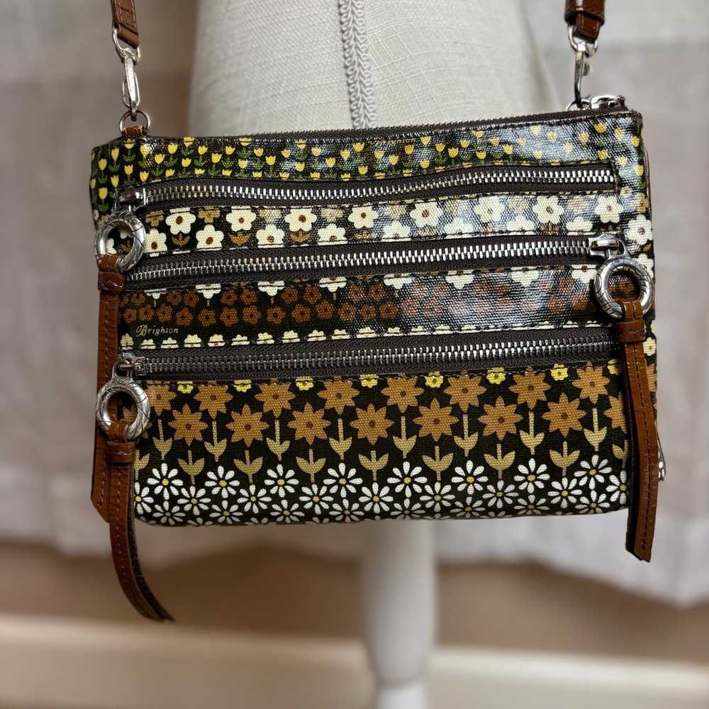 Vintage Brighton Triple Zip Floral Crossbody - image 4