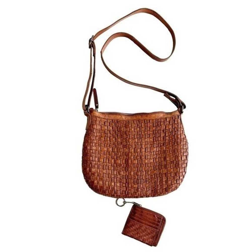 Vilenca Holland Basket Weave Cognac Leather Cross… - image 1