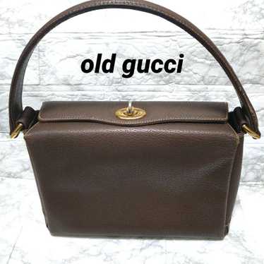 Old Gucci handbag, brown, turn-lock, gold, vintage