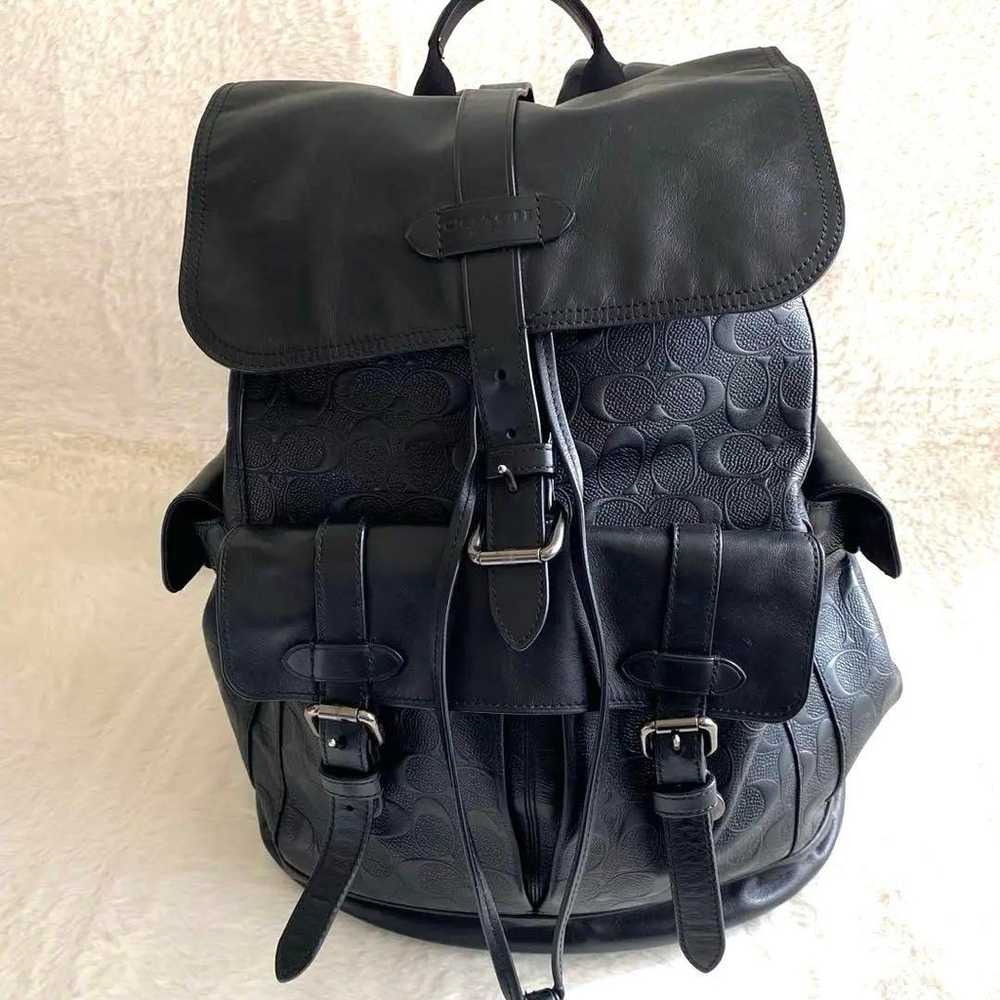 Coach Hudson Backpack, Leather, Signature, Black - image 2