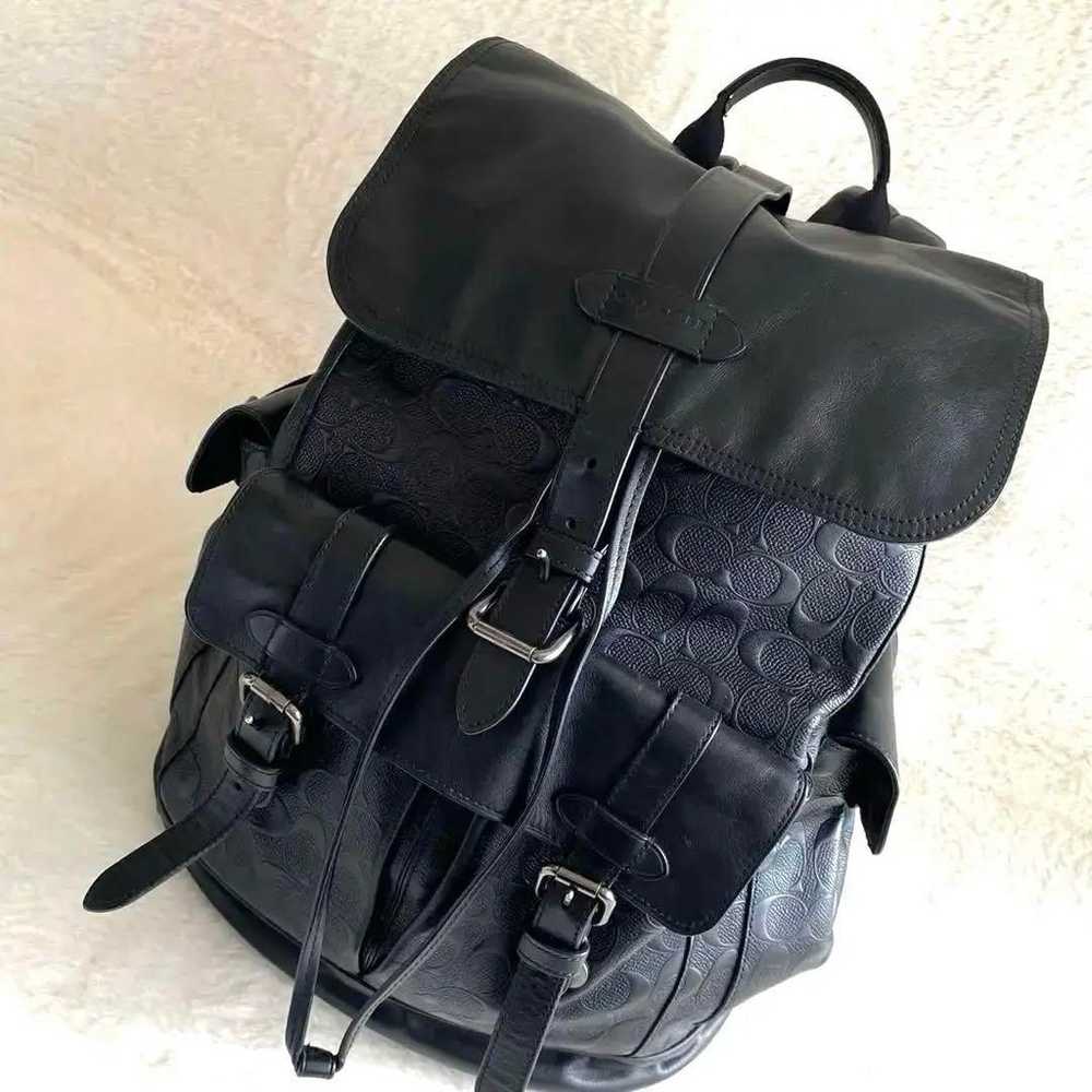 Coach Hudson Backpack, Leather, Signature, Black - image 3