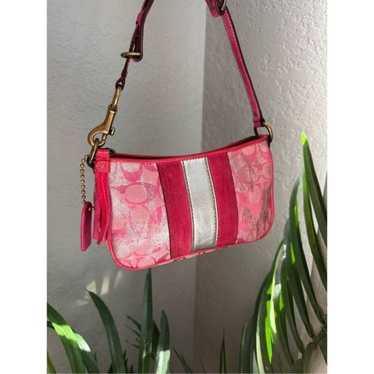 Coach Y2K Metallic Pink Barbiecore Monogram Baguet