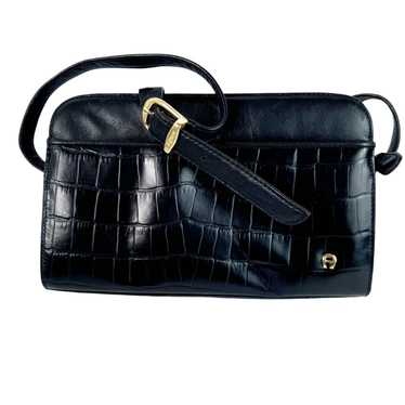 Vintage Aigner Black Genuine Leather Snakeskin Pr… - image 1