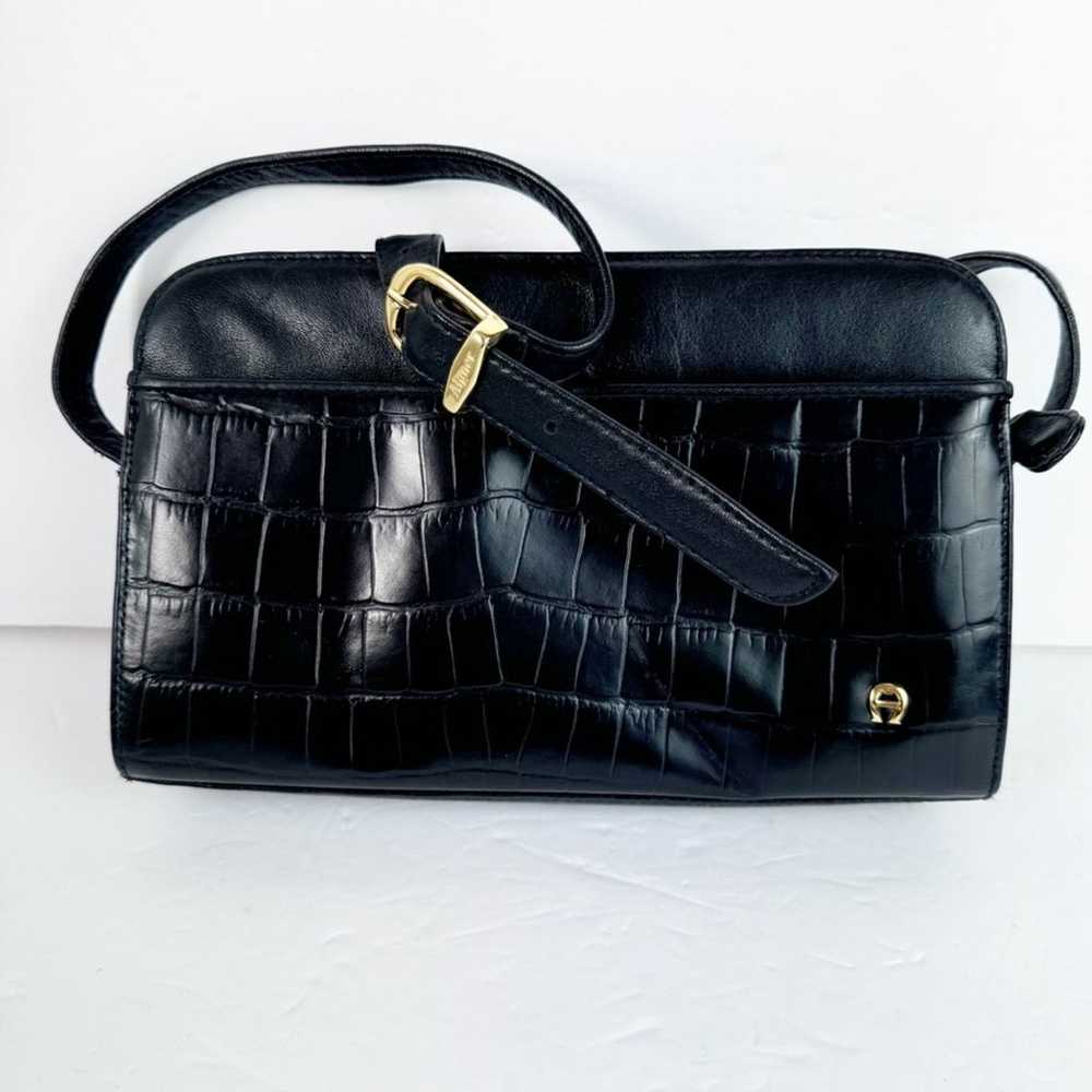 Vintage Aigner Black Genuine Leather Snakeskin Pr… - image 2