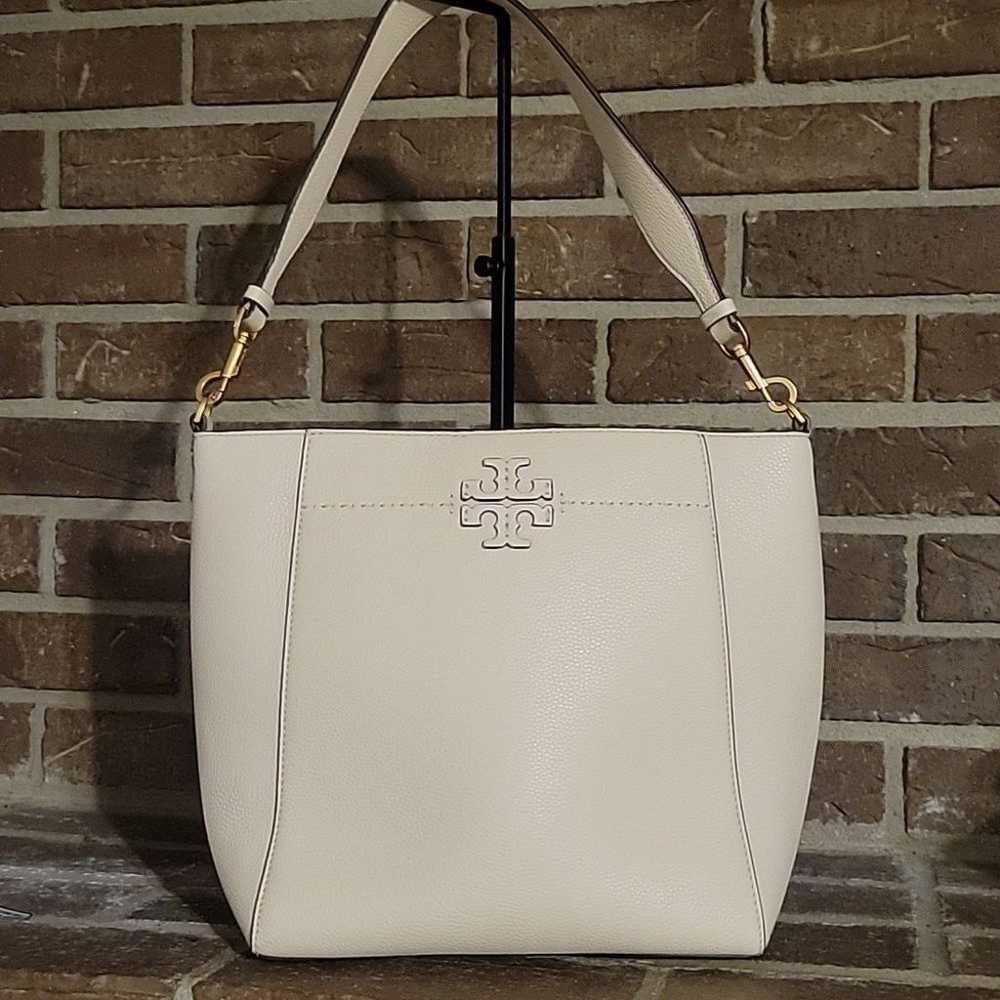 Tory Burch Mcgraw Bucket Bag Leather Ivory - image 1