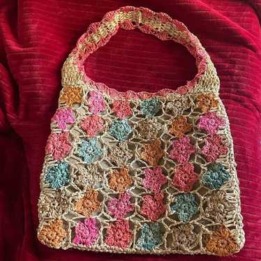 Cappelli Straworld  Woven floral Straw HandBag cro