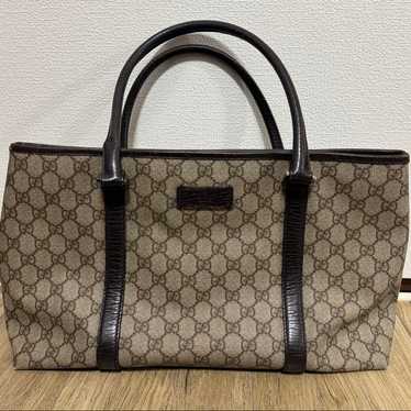 GUCCI GG Supreme Tote Bag PVC x Leather