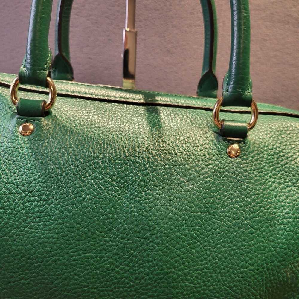 Coach Green Rowan Satchel Canvas & Pebble Leather… - image 4