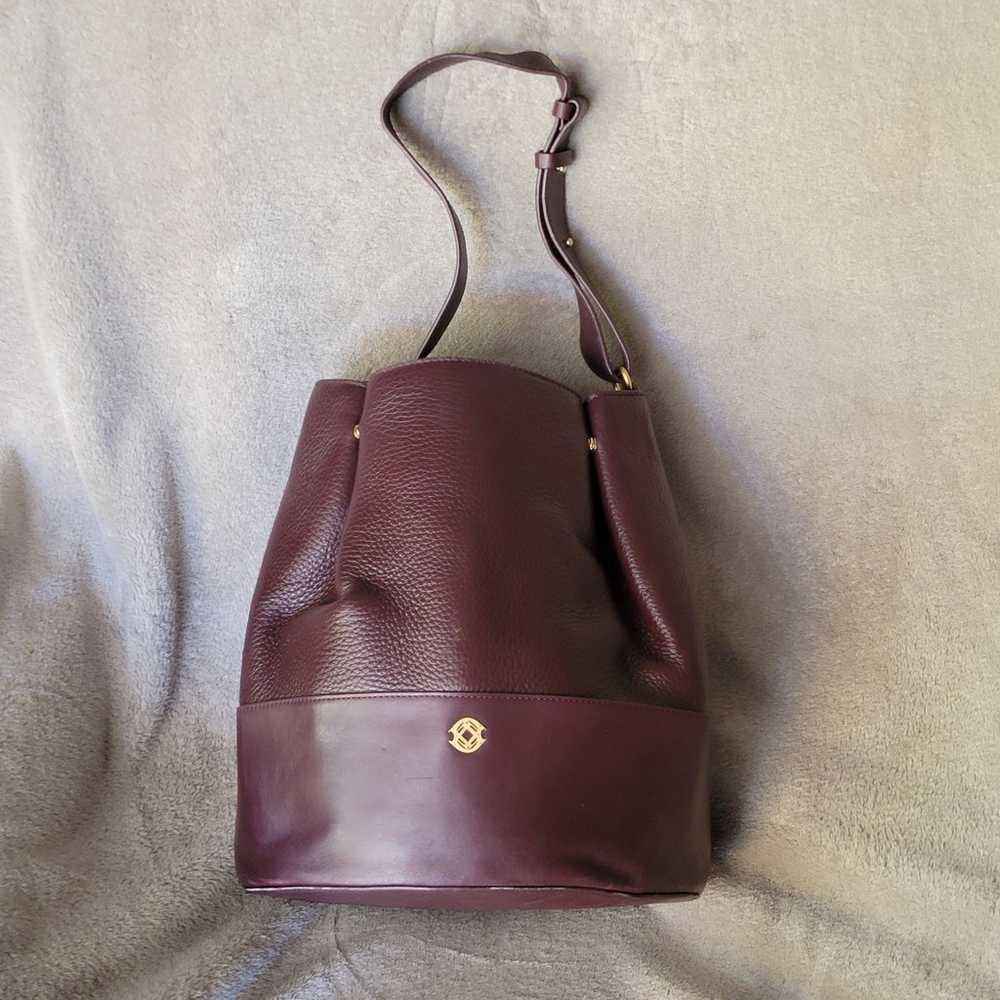 Dagne Dover Ava Pebble Leather Purple Bucket Bag - image 1